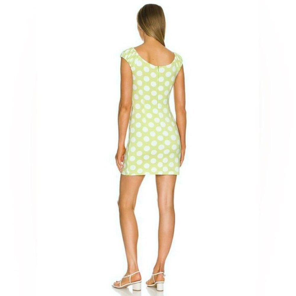 Revolve‎ LPA Green White Cinzia Festive Polka Dot Cut Out Mini Dress Size XS - Picture 2 of 7